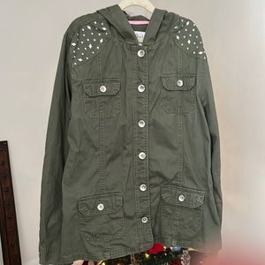 Girls Justice size 20 army green hooded coat